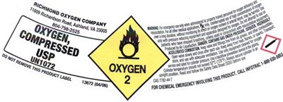 Oxygen Shoulder Label (Richmond Oxygen Oxygen Compressed Sl)